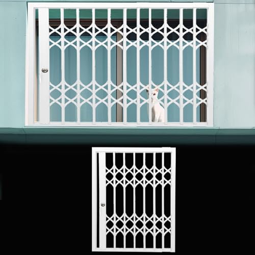 Barre di sicurezza per finestre da esterno, griglia di sicurezza in metallo per finestre, perfetta per gatti e animali domestici, recinzione scorrevole pieghevole, per uso interno ed esterno, porta