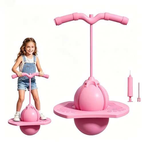 POP lina Balones Saltadores, Pelota Salto Inflable con Bomba, para Uso en Interiores y Exteriores, Pelota Saltarina Juguetes Regalos para Fiestas y Cumpleaños (Rosa)