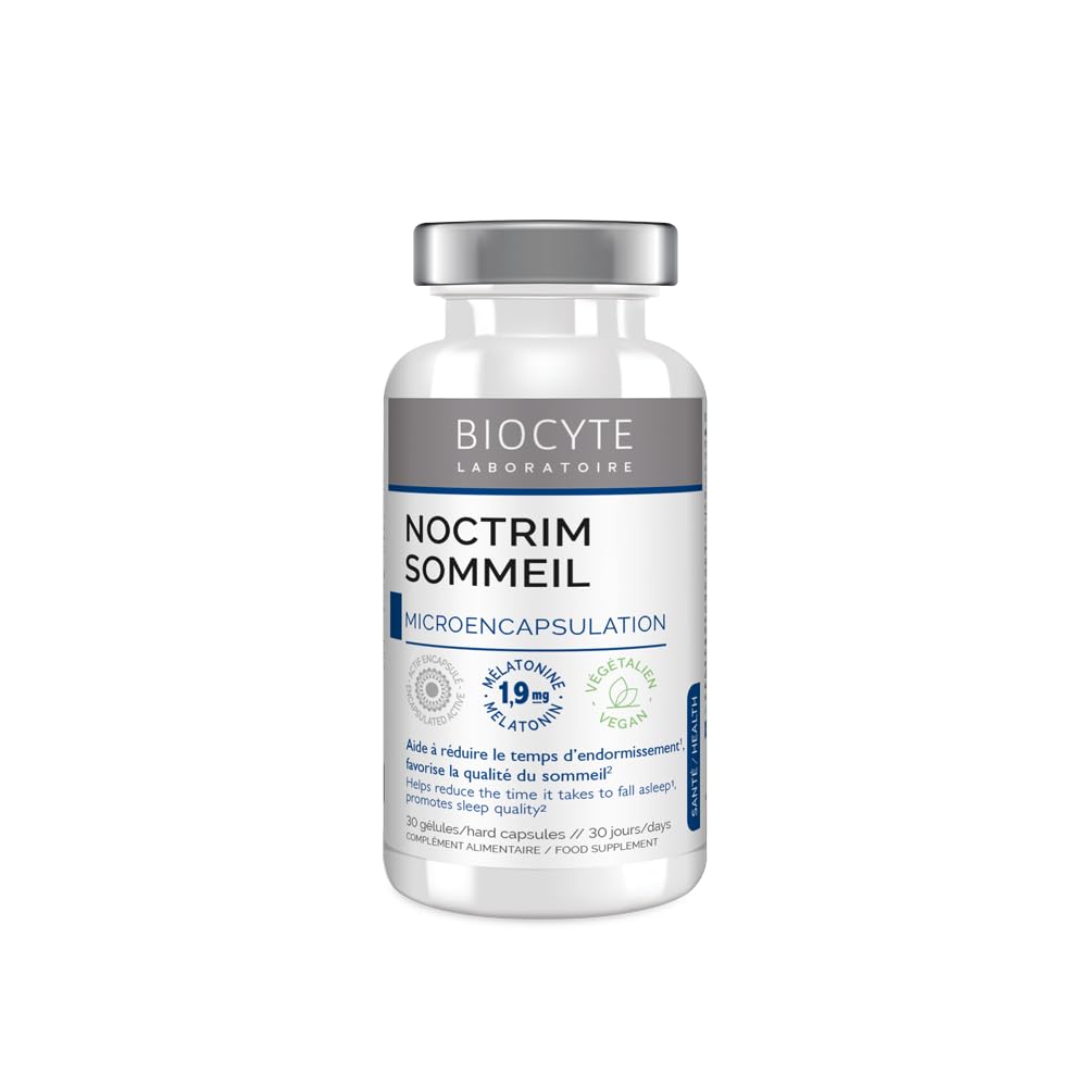 BIOCYTE Noctrim Sommeil - Facilite l'Endormissement - Melatonine, Inositol, Coquelicot, Magnesium & Vitamine B6-​30 Gélules - Programme de 30 Jours