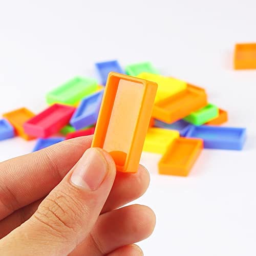 Image of AEXONIZ TOYS Plastic Domino Building Blocks 100Pcs Multicolor Bulk Dominos Educational Stacking Counting Adding Subtracting Building Block for Indoor Outdoor for Kids