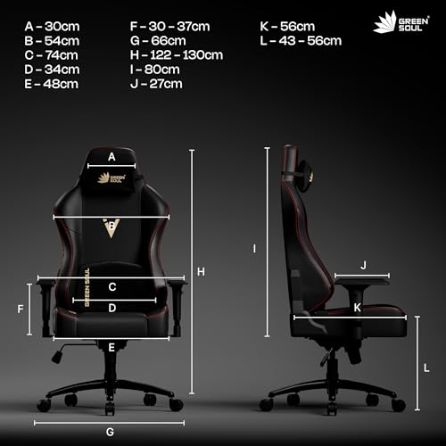 Image of Green Soul Vision Multi-Functional Ergonomic Gaming Chair, Premium Leatherette Chair with Adjustable Neck & Lumbar Pillow, 4D Adjustable Armrests & Heavy Duty Metal Base (Black)