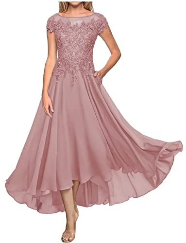 Plus Size Mother Of The Bride Dresses Lace Chiffon Tea Length Wisteria Cocktail Dresses For Wedding Guest Us 22 #TOP2