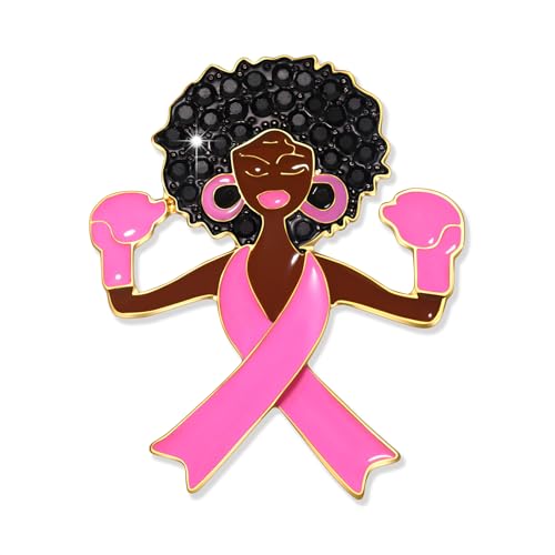 Image of Breast Cancer Pins Pink Ribbon Brooch Pins for Women Men Breast Cancer Awareness Accessories Pink Boxing Gloves Black Women Butterfly Brooches Breast Cancer Outfits Gifts