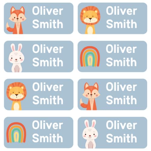 StiKiddo® 180 Premium Personalised Name Labels for Clothes & Items - Ideal for Clothing, Lunch Boxes & Items for Nursery, School & Daycare - No-Iron, Washable Stick-On Tags for Kids - Slate Blue