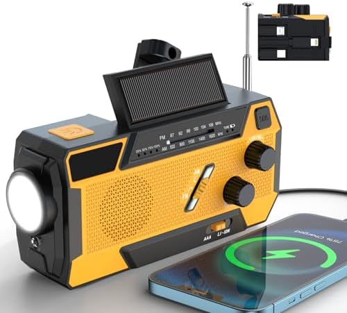 Rádio de Emergência Portátil com Manivela, NOAA, Alimentação Sola...