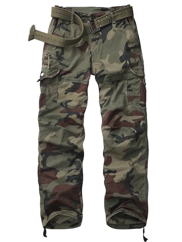 mosingle Women's Cotton Casual Military Cargo Hiking Combat Work Pants with Pocket#2087-Light Camo-14