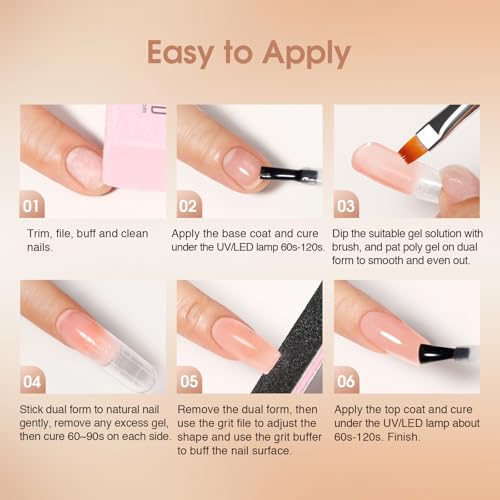 Rosalind Gel Unghie Ricostruzione Kit Completo 8 Colore 10Ml, Poligel Set Con Base & Top Coat, Lampada Uv E Strumenti Per Unghie, Per Fai Da Te A Casa, Professionale Salone, Kit Unghie Gel Nail Art - 8