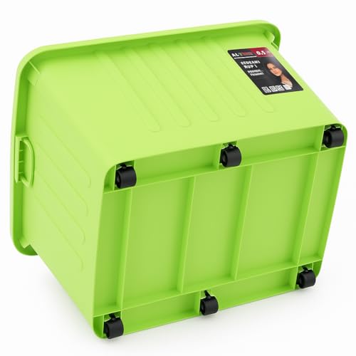 Image of Jumbo Box Large Storage Container with Lid, 250L Capacity, Lime Green, Durable Plastic