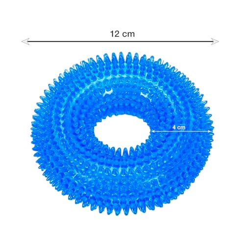 Image of Squeaky Ring Toy|Non- Toxic and Durable Squeaky Ring Shaped Ring Toy |Soft Natural Rubber Toy for Chewing and Dentle Cleaning (Blue, Size Medium)
