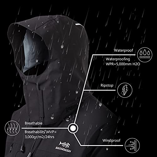 BASSDASH Valor Waterproof Fishing Jackets for Men Women Breathable Windproof Rain Jacket4