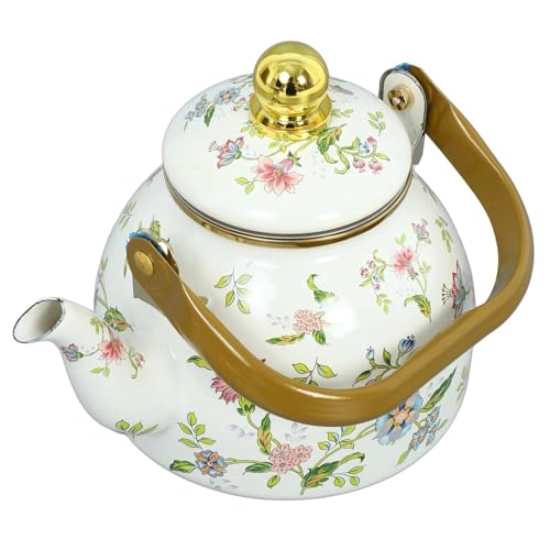 Enamel Camp Floral Pattern Kettle 1L, Durable Outdoor Water Boiler for Camping & Emergency Use