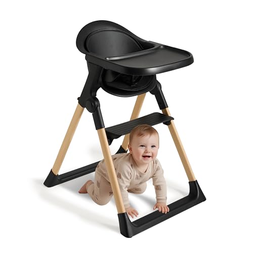 Trona premium para bebés y niños pequeños (desde 6 meses) – Diseño ajustable y plegable con cojín verde salvia y arnés de seguridad