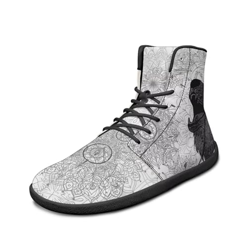 Dragon Print Women High Tops Shoes Men Horse Print Classic Lace Up Wide Toe Wolves Print PU Leather Sneaker Street Casual Athletic Shoes3