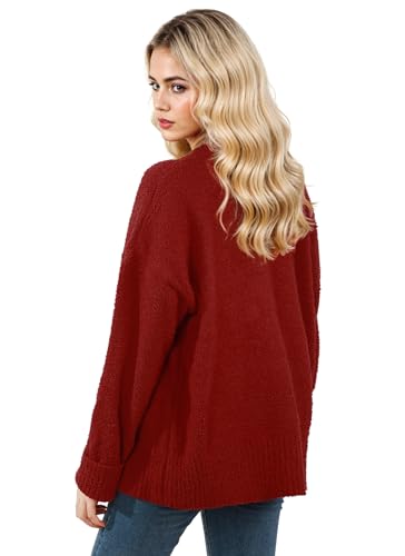 Image of Women's Oversized Crewneck Sweaters, Long Sleeve Fuzzy Knit Casual Chunky Warm Fall Pullover Sweaters Top Trendy Outfits