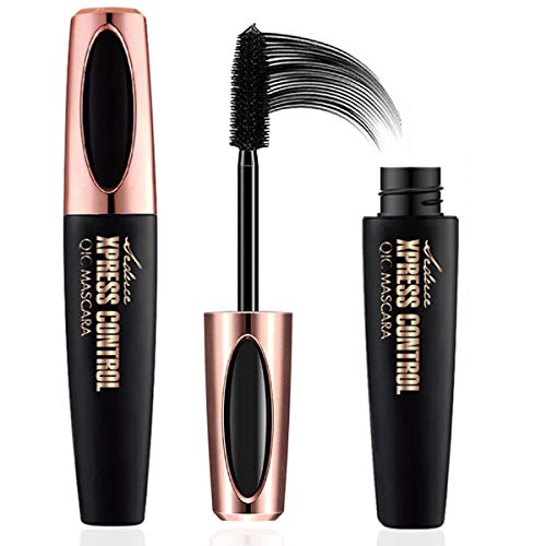 4D Silk Fiber Lash Mascara Waterproof Natural Thick Thickening Voluminous Eyelashes, Long Lasting, Black Smudge-Proof, Luxuriously Longer
