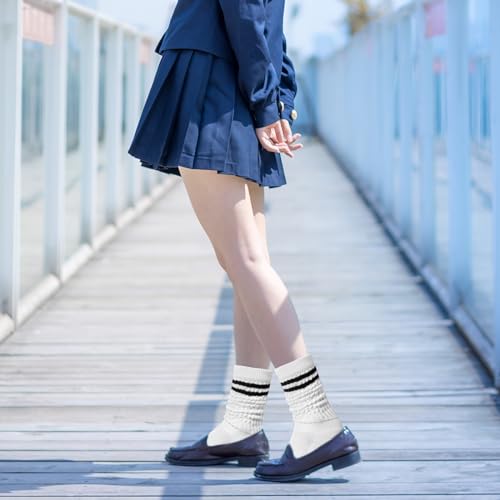 Image of phnydreg Slouch Socks Striped Slouch Scrunch Socks for Women Girls 90s Party