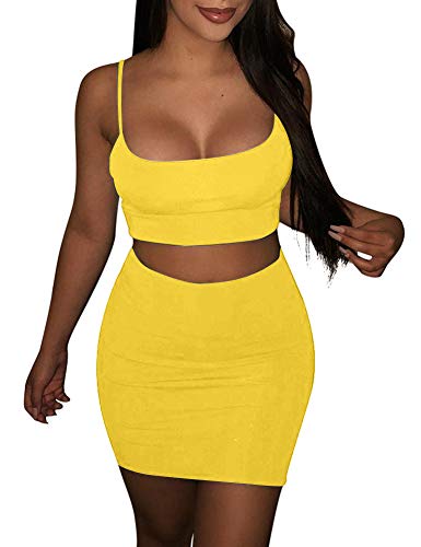 Image of BORIFLORS Women's Sexy 2 Piece Bodycon Mini Party Dresses Halloween Costume Strap Crop Top Short Skirt Set