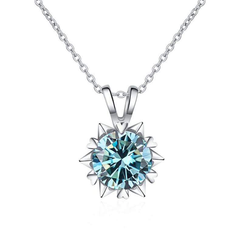 Collier moissanite femme 1ct d chaîne clavicule pendentif flocon argent