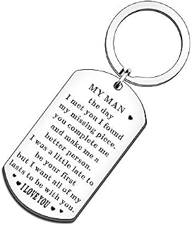 QMVMV Valentine Gifts Husband Keychain for Him Boyfriend Anniversary Birthday to My Man Couple Wedding Long Distance Relationship Stocking Stuffer Gifts for Hubby Fiance Groom Key Pendant Jewelry