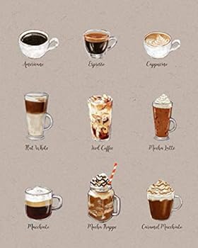 Notebook: Cafe Style Coffee Drinks Lined Journal