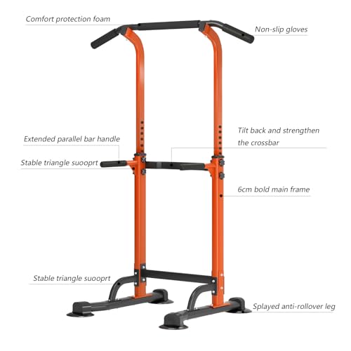 Image of SogesPower Power Tower Dip Station Pull Up Bar for Home Gym Adjustable Height Strength Training Workout Equipment,Pull Up Bar Station