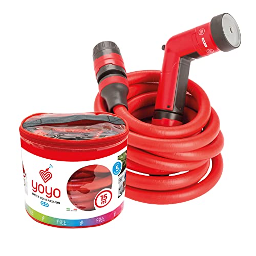 FITT YOYO 30 m, Manguera de Agua de Jardín Extensible para Riego con Pistola Multichorro, Rojo - imagen 5