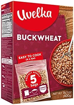 Uvelka Buckwheat Boil In Bag, 5 ct x 2.8 oz, Net weight 14 Ounce / 400 Gram, organic food
