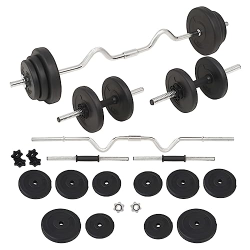 vidaXL Barbell and Dumbbell Set, Free Weight for Home Gym, Barbell Set for Women Men Workout Fitness Weightlifting, Weight Plate Weight Set, 66.1 lb