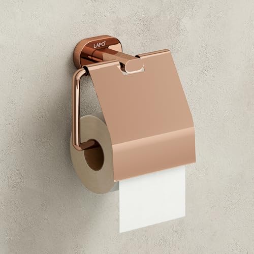 Image of LAPO Tissue Paper Roll Holder for Bathroom Accessories, 304 Stainless Steel Toilet Paper Holder for Bathroom, Wall Mounted Toilet Tissue Holder, PVD Rose Gold Finish, 25 Years Warranty - KIK