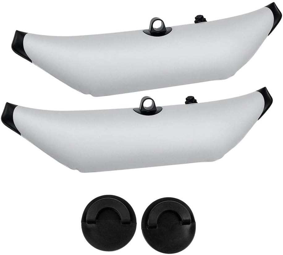 Meadawgs® 1 Pair White PVC Heavy Duty Kayak Canoe Fishing Inflatable Outrigger Stabilizer & 2X Marine Boat Scupper Plugs Drain Holes Bungs