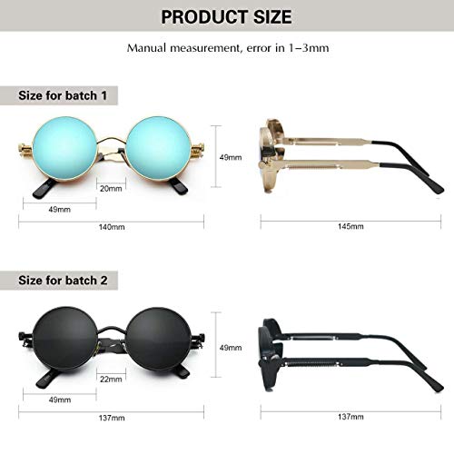 Image of PROUDDEMON Retro Gothic Steampunk Sunglasses for Women Men Round Lens Metal Frame