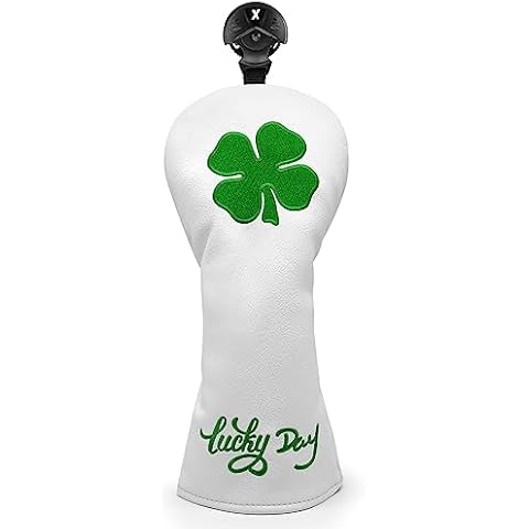 Montela Golf Club Covers Lucky Clover Golf Driver Covers Fairway Wood Head Cover Hybrid Headcover Leather 3 Wood Headcovers Golf Head Covers for Scotty Cameron Taylormade Titleist Odyssey Cover