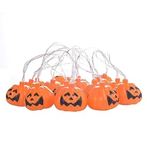 Wanna Party Hallooween Pumpkin Light Up Garland, 3D Pumpkin Led Lights Garland for Hallooween Christmas (Pack of 16)