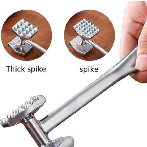 Image of Meat Tenderizer Mallet Stainless Steel, Premium Meat Hammer Tenderizer, Kitchen Meat Mallet for Chicken, Conch, Veal Cutlets, Beef & Steak, Meat Pounder Flattener, Non-Slip Grip