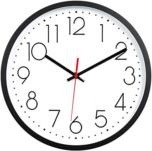 Lawei Wanduhr Küchenuhr Lautlos Quarzuhr ohne Tickgeräusche aus Kunstsoff für Zuhause Schule Office, 30,5 cm Cover