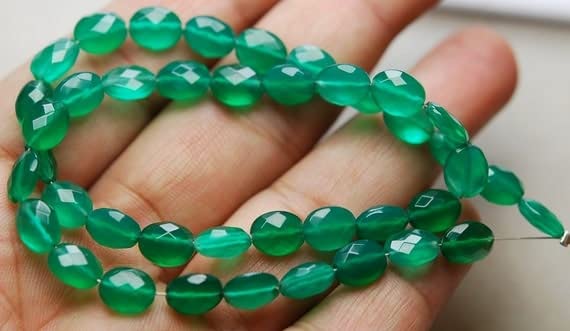 Perles onyx vert facettes 8mm pour fil de création bijoux en pierre naturelle et gemmes