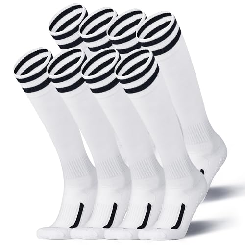 Rahhint Soccer Football Socks Anti Slip Compression Padded Cushioned Anti-Blister Grip Softball Socks for Youth Men Women