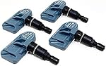 Set of 4 ITM 08017D TPMS 433mhz Tire Pressure Sensors for BMW Mini Replaces 36106856227 36106874829 w/Black Aluminum Valve Stems Aftermarket Replacement (NA, Matte Black, 4)