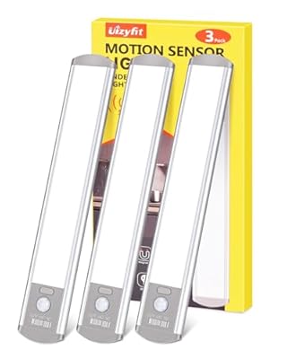 Under Cabinet Lighting Motion Sensor Light Indoor 38 LED Under Cabinet Lights Under Counter Lights for Kitchen USB C Rechargeable Closet Lights Motion Sensored for Kitchen Wardrobe Stair 9.6" 3pack