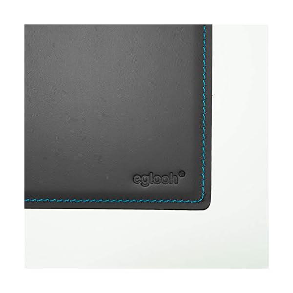 Eglooh - Mercurio Deluxe - Schreibtischunterlage aus Leder Anthrazit Grau cm 50x35 - Elegante Nähte, blau in Kontrast… – Bild 3