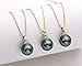 Black Pearl Necklace Tahitian Pearl Pendant, 9-10mm 18K Gold Genuine South Sea Cultured Round Pearl Necklaces Mothers Day Gifts for Women with 18