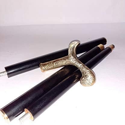 Antique Royal Victorian Silver Brass Wooden Walking Cane Stick Style