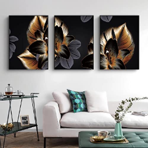 Affiches fleurs scandinaves noir et or pour sublimer un salon chaleureux