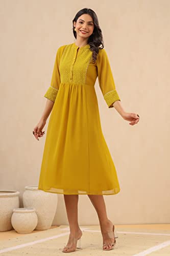 Image of Juniper Women`s Georgette Embroidered A-Line Dress