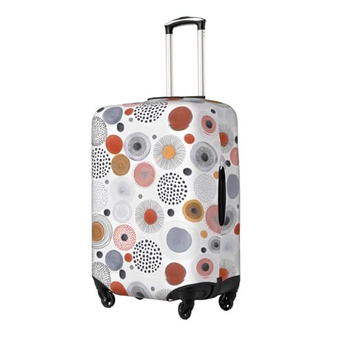 Spandex Travel Luggage Cover Printed Multicolour Circles Doodle Double-Sided Suitcase Protector Bag,Dust-Proof Cratch-Resistant Washable Baggage Covers For Kid Adult,Large2