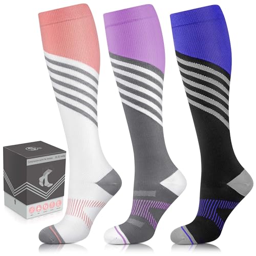Image of Compression Socks for Women,Knee-High Support for Running Socks 3 Pairs