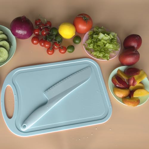 Image of Lettuce Knife to Prevent Browning, 11 inch Plastic Knife for Cutting Veggies, Fruits, Cakes, Brownies, Bread, Dishwasher Safe (2, Blue)