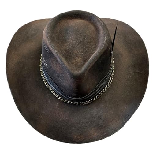 SUXINRY Unisex-Adults Brown Wool Fedoras Hat with Woven Belt for Women Men, One Size Medium to Extra Large, Perfect for Hiking Camping and Colder Season
