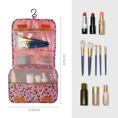 Image of Lcsmaokin Large Capacity Toiletry Bag Travel Bag with Hanging Hook for Men and Women Waterproof Travel Cosmetic Bag Bathroom Storage Bag for Brushes Set, Full-Sized Shampoo, Toiletries, Accessories,