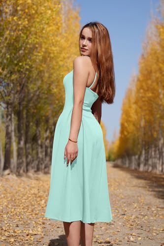 Image of Memoriesea Women's Elegant Square Neck Swing A Line Wedding Evening Party Midi Dress